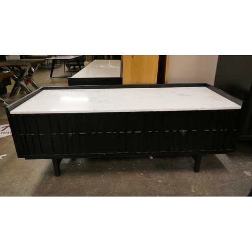 1494 - A bar code black and marble two drawer chest/coffee table  *This lot is subject to VAT