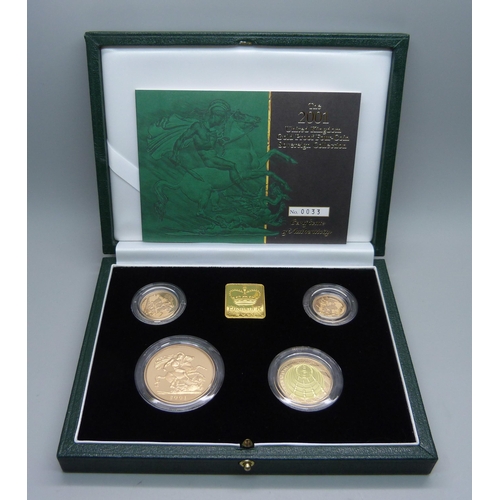 1010 - The Royal Mint The 2001 UK Gold Proof Four-Coin Sovereign Collection, No. 0033