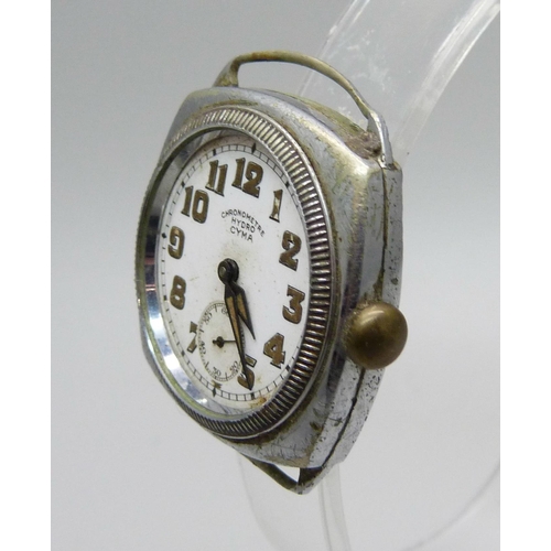 1032 - A mid 20th Century Cyma Hydra wristwatch, 30mm case, a/f