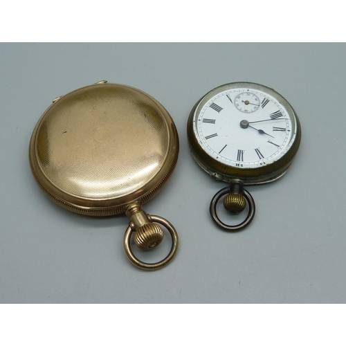 1033 - A lady's .800 silver fob watch and an Elgin USA full-hunter gold plated pocket watch