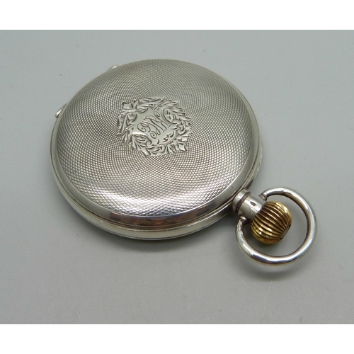 1050 - A 0.925 silver full hunter pocket watch, the dial marked L. Pavid