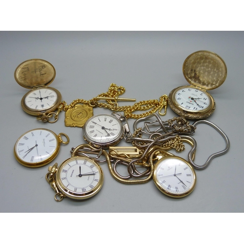 1062 - A collection of pocket watches including Lorus, chains and a fob