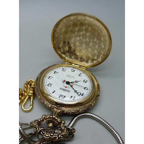 1062 - A collection of pocket watches including Lorus, chains and a fob