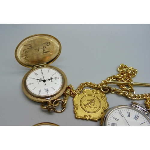 1062 - A collection of pocket watches including Lorus, chains and a fob