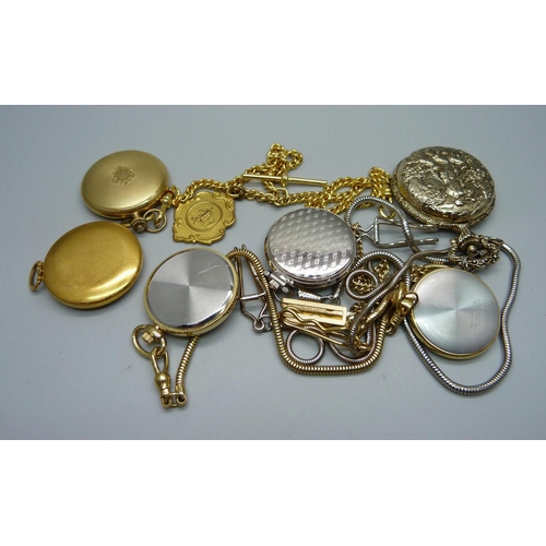 1062 - A collection of pocket watches including Lorus, chains and a fob