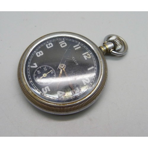 1065 - An Elgin black dial military pocket watch, GSTP-G07899