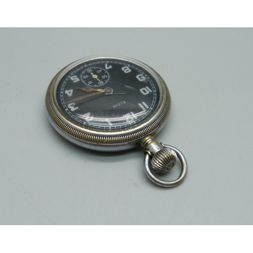 1065 - An Elgin black dial military pocket watch, GSTP-G07899