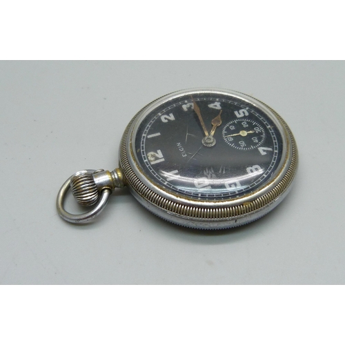 1065 - An Elgin black dial military pocket watch, GSTP-G07899