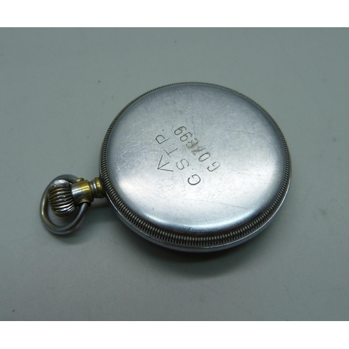 1065 - An Elgin black dial military pocket watch, GSTP-G07899