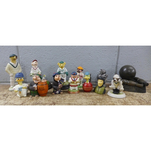 1085 - Regency Fine Arts cricket player figures, other resin figures and ornaments **PLEASE NOTE THIS LOT I... 