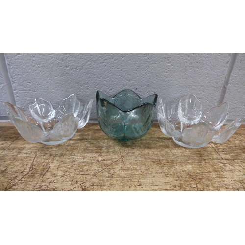 1099 - A blue glass dressing table set and other glassware **PLEASE NOTE THIS LOT IS NOT ELIGIBLE FOR IN-HO... 