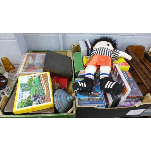 1109 - A box of games, roulette wheel, Ludo and railway DVDs, etc. **PLEASE NOTE THIS LOT IS NOT ELIGIBLE F... 