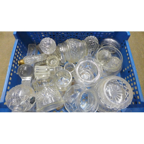 1123 - Blue glass liners, glass stoppers and bowls, etc. **PLEASE NOTE THIS LOT IS NOT ELIGIBLE FOR IN-HOUS... 