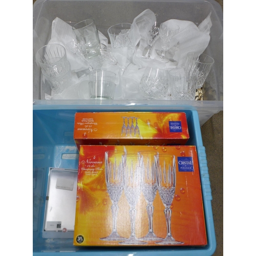 1127 - Four boxes of four Nirvana champagne flutes and a box of crystal glasses **PLEASE NOTE THIS LOT IS N... 