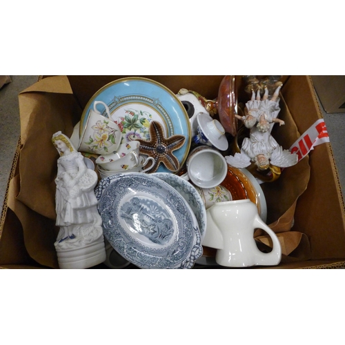 1131 - A box of 19th Century mixed china **PLEASE NOTE THIS LOT IS NOT ELIGIBLE FOR IN-HOUSE POSTING AND PA... 