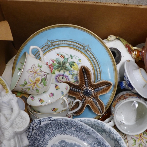 1131 - A box of 19th Century mixed china **PLEASE NOTE THIS LOT IS NOT ELIGIBLE FOR IN-HOUSE POSTING AND PA... 