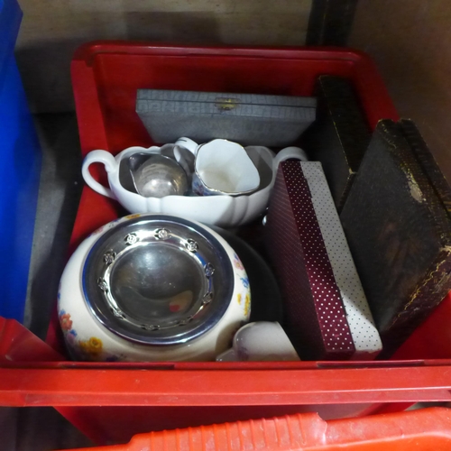 1144 - Six boxes of mixed china and plated ware **PLEASE NOTE THIS LOT IS NOT ELIGIBLE FOR IN-HOUSE POSTING... 