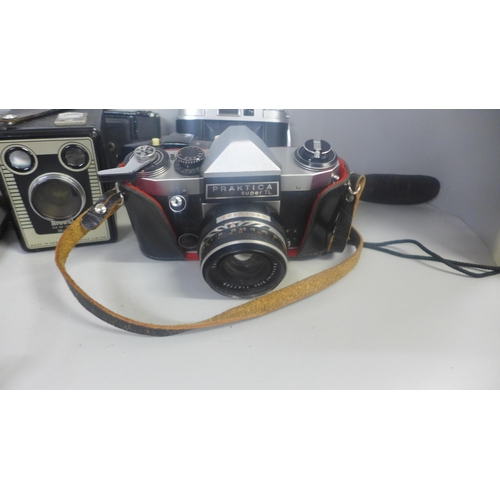 1145 - A collection of vintage cameras including Praktica Super TL, Agfa, camera bodies, cases, etc. **PLEA... 