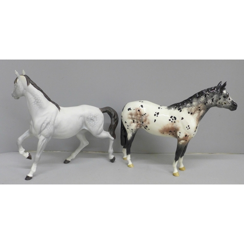 610 - Two Beswick horses, Appaloosa in gloss and grey Spirit of the Wind in matt