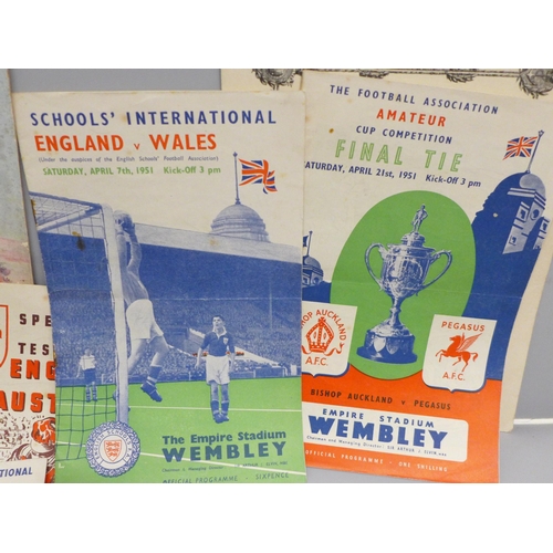 629 - Ephemera including three 1951 football programmes