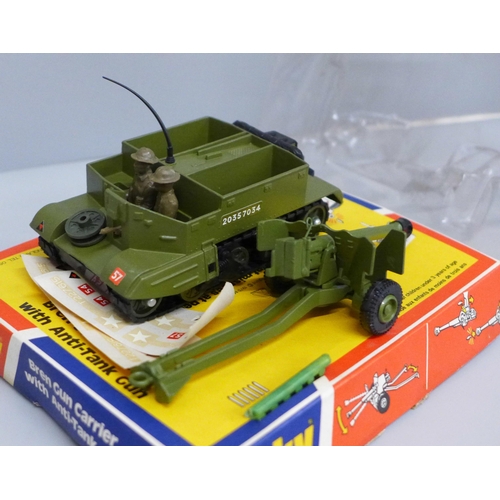 634 - A Dinky Toys 619 Bren Gun Carrier with Anti-Tank Gun, with decals, boxed