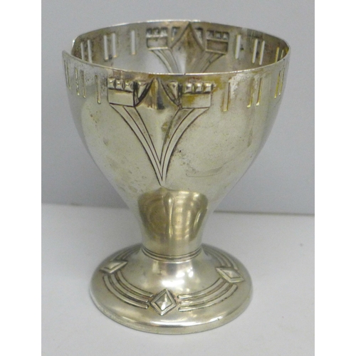 641 - A WMF silver plated cup with cut-out to rim, 11.5cm