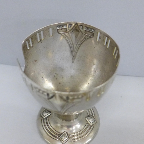 641 - A WMF silver plated cup with cut-out to rim, 11.5cm