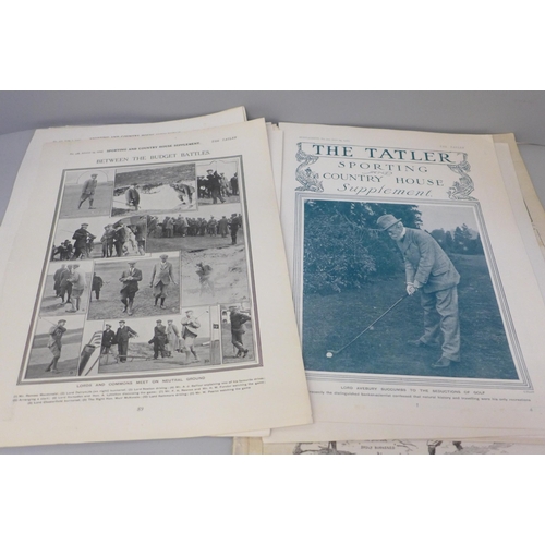 663A - Golf selection, including prints & newspapers (20); 1894 Daily Graphic, 1900s Tatler covers, Elah tr... 