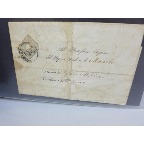 672 - An album of Italy postal history, pre-stamp onwards (38 items)