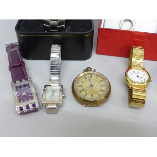 699 - An Anne Klein watch set with interchangeable bezel and straps, one other Anne Klein watch and other ... 