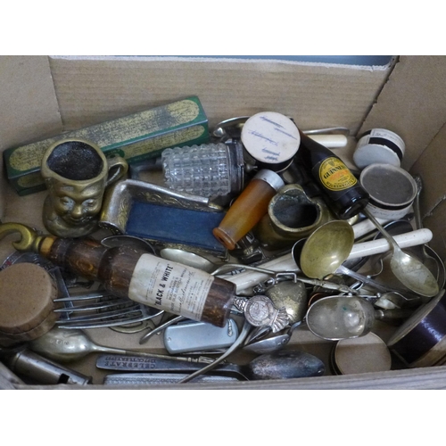 702 - Box of smaller items including advertising, breweriana, plated ware, etc.