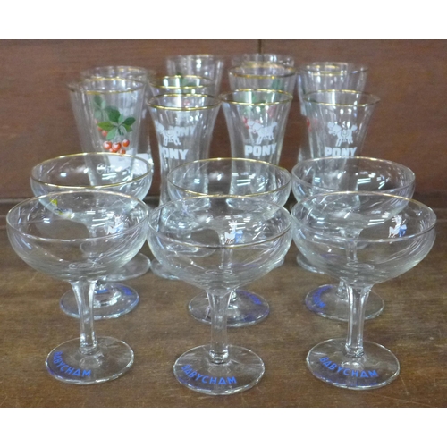 703 - Six Babycham glasses, six Cherry B and six Pony **PLEASE NOTE THIS LOT IS NOT ELIGIBLE FOR IN-HOUSE ... 