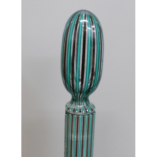 706 - An Italian glass twist vase with stopper with aventurine, one other similar glass vase, a/f and a bo... 