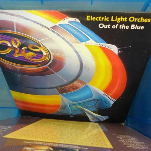 716 - ELO, Deep Purple and Meat Loaf LP records and a case of Yes CDs and DVDs