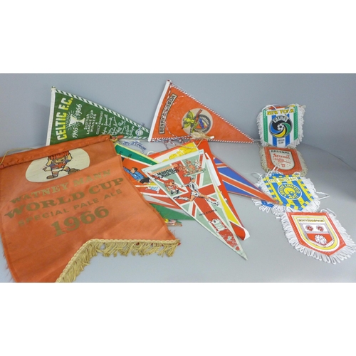 750 - Football pennants, clubs & international sides, including 1966 World Cup, (27)