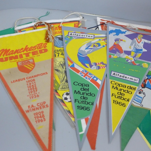 750 - Football pennants, clubs & international sides, including 1966 World Cup, (27)