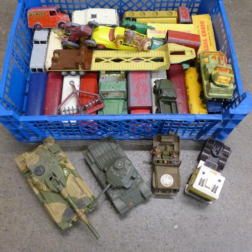 757 - Dinky and other die-cast model vehicles, Centurion and Chieftan tanks, 412 Austin wagon, etc., playw... 