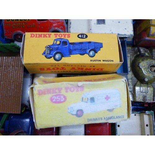 757 - Dinky and other die-cast model vehicles, Centurion and Chieftan tanks, 412 Austin wagon, etc., playw... 