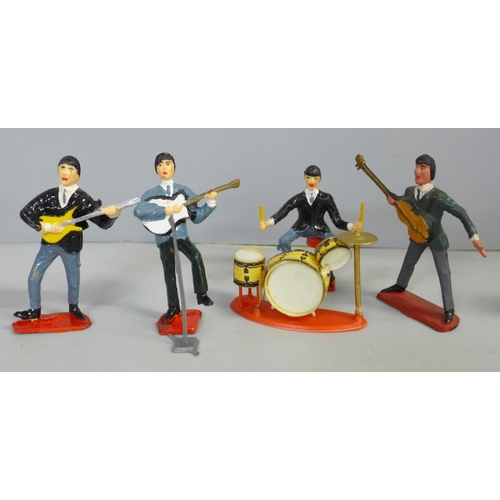 758 - The Beatles plastic figures, two sets of five, 1960s