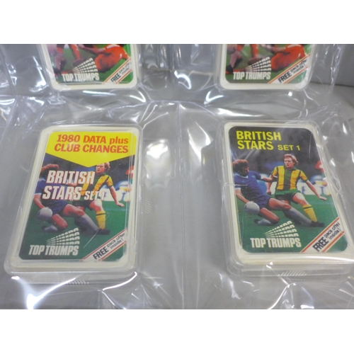 760 - Football Top Trumps card games, football (7), cricket (2) & road sport, some data change packs, (10)