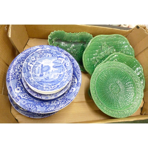 789 - Copeland Spodes Italian blue and white china, fifteen pieces and seven pieces of cabbage ware **PLEA... 