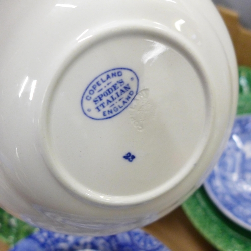 789 - Copeland Spodes Italian blue and white china, fifteen pieces and seven pieces of cabbage ware **PLEA... 