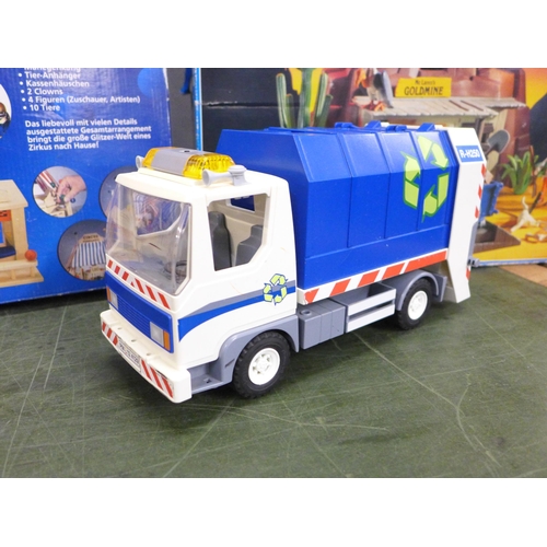 791 - A German XToys Grober Zirkus, a Playmobil set 3802 and Playmobil refuse lorry