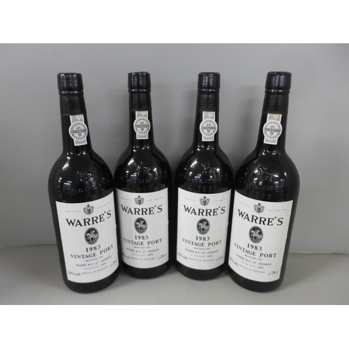 799 - Four bottles of 1983 Warre's vintage port **PLEASE NOTE THIS LOT IS NOT ELIGIBLE FOR IN-HOUSE POSTIN... 