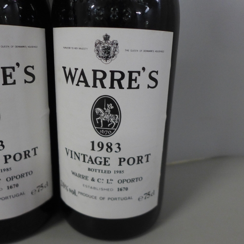 799 - Four bottles of 1983 Warre's vintage port **PLEASE NOTE THIS LOT IS NOT ELIGIBLE FOR IN-HOUSE POSTIN... 