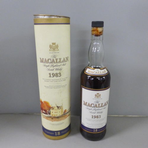 802 - One bottle, The Macallan Single Highland Malt Scotch Whisky, 1983, 18 years old