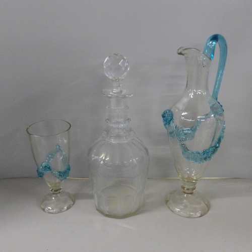 804 - A Venetian claret jug, wine glass and one other crystal decanter **PLEASE NOTE THIS LOT IS NOT ELIGI... 