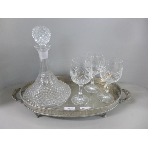 807 - A vintage Waterford crystal set of glasses engraved National Grid, a Waterford decanter and a Sheffi... 
