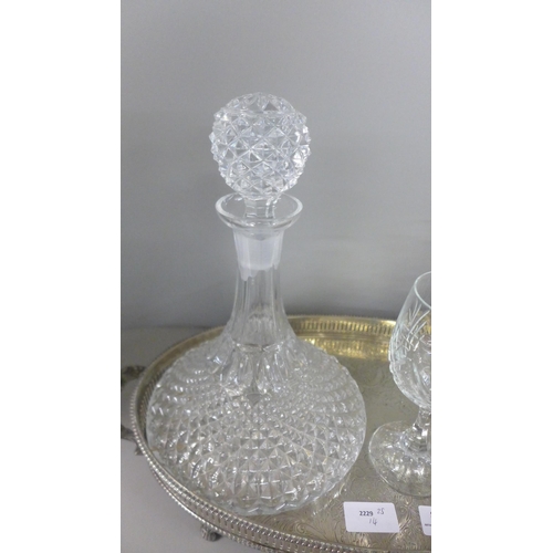 807 - A vintage Waterford crystal set of glasses engraved National Grid, a Waterford decanter and a Sheffi... 