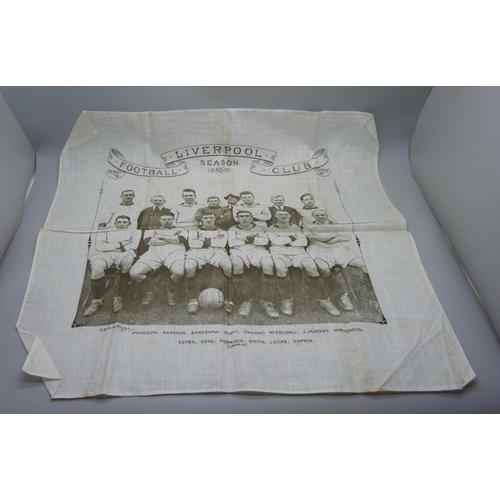 840 - A silk handkerchief, Liverpool Football Club 1930/1